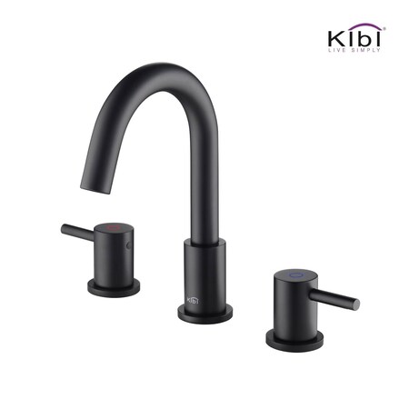 Kibi Circular Bathroom Sink 8" Widespread Faucet with Drain Assembly KBF1016MB